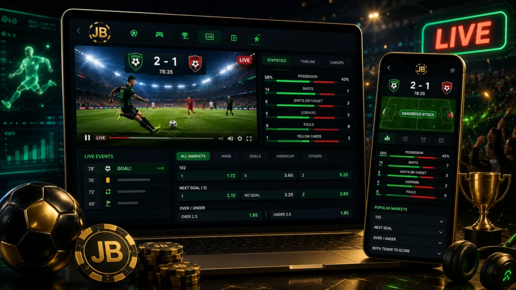 JB.COM live sports streaming in-play stats
